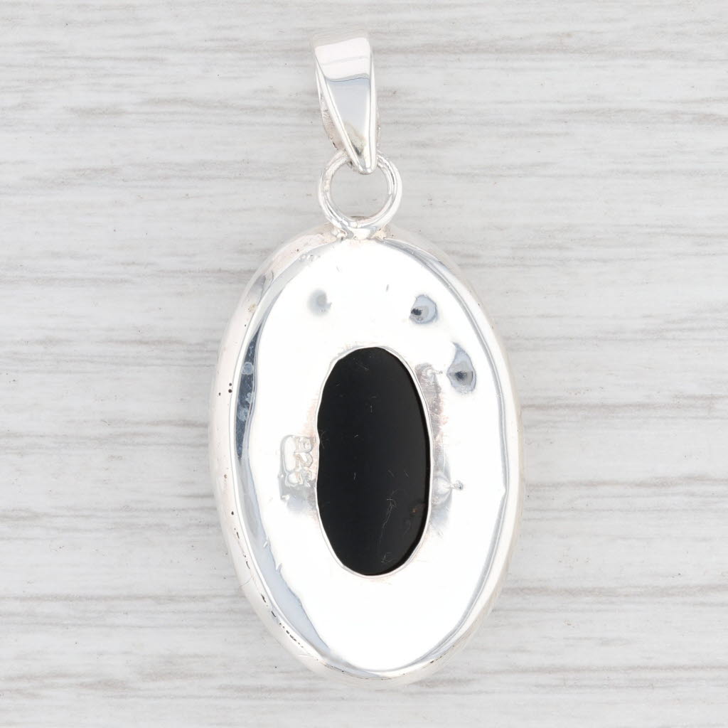 Light Gray New Onyx Pendant 925 Sterling Silver Oval Solitaire B12622