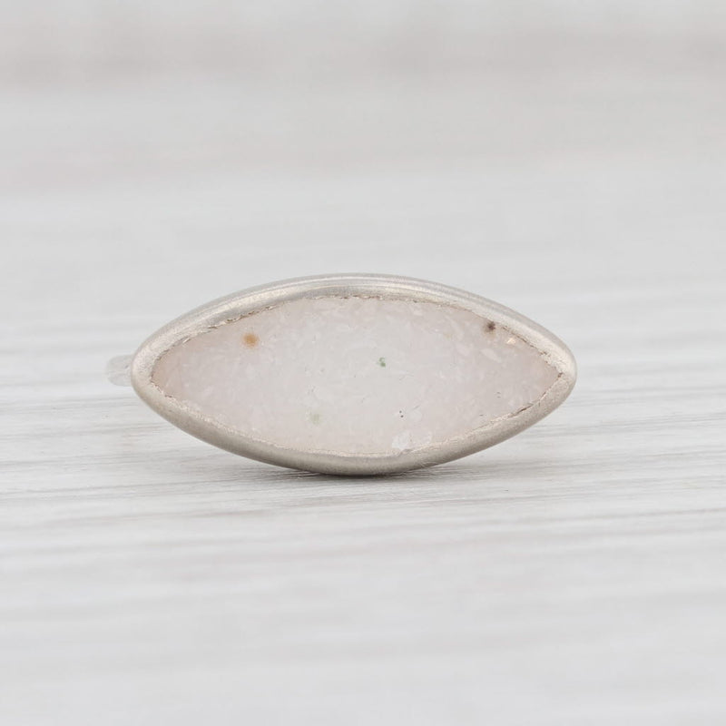 New Nina Nguyen Ring White Sand Druzy Quartz Sterling Silver Size 7 Statement