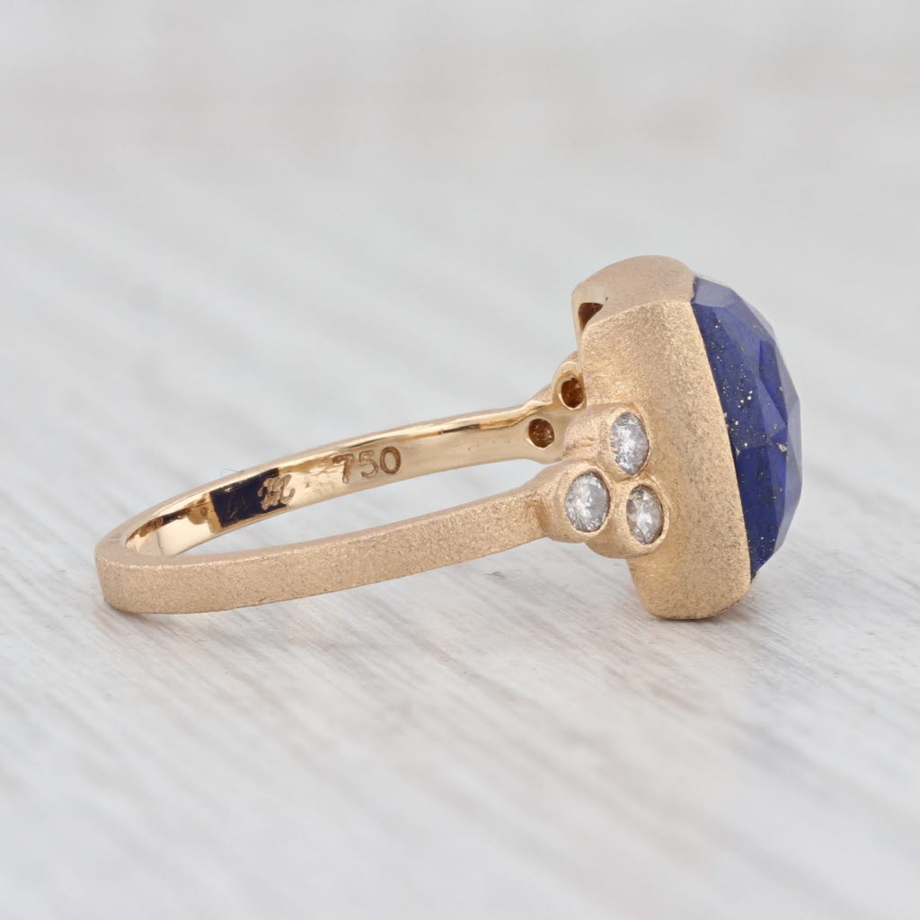 Light Gray New Nina Nguyen Lapis Lazuli Diamond Chloe Ring 18k Yellow Gold Size 7.25