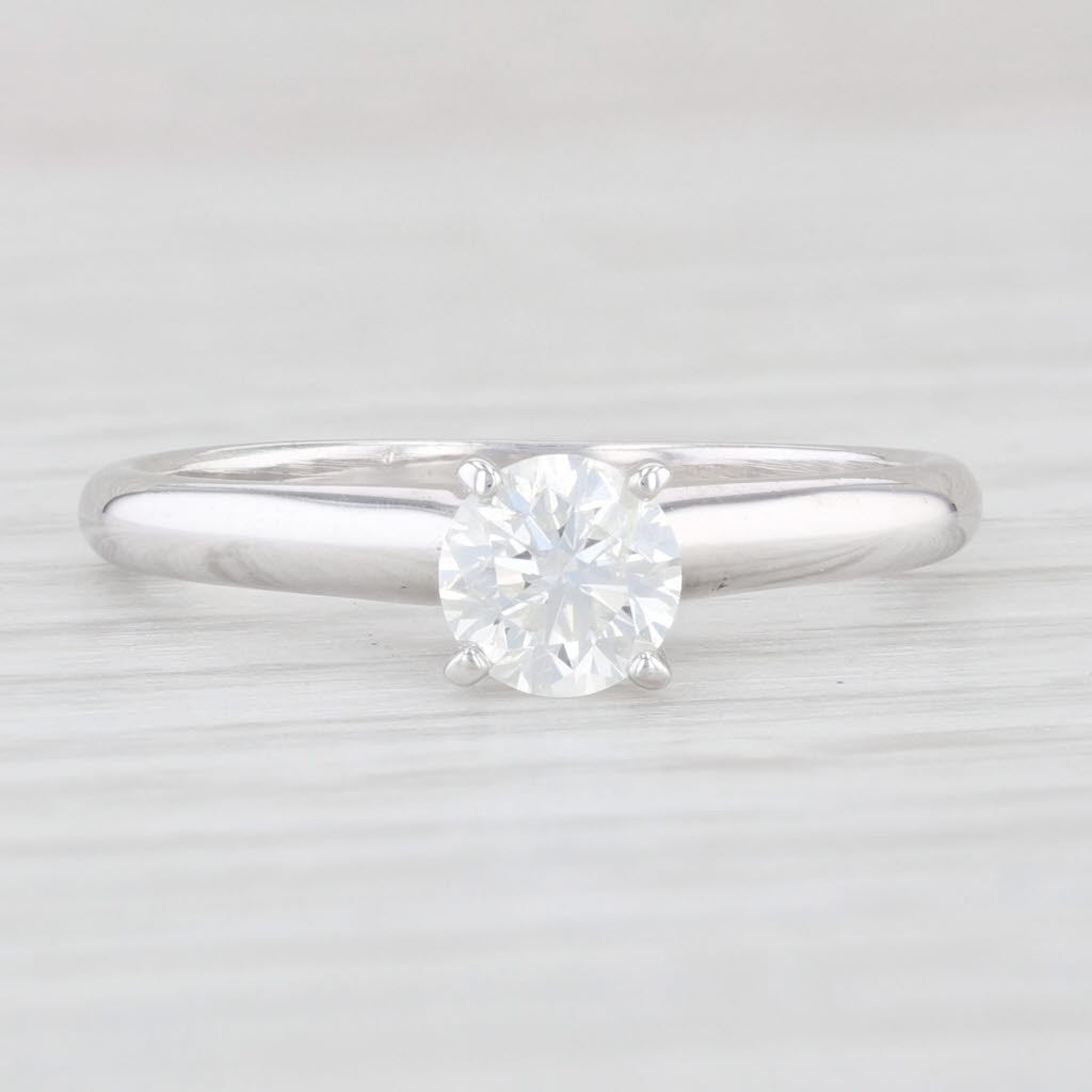 Light Gray 0.53ct Round Diamond Solitaire Engagement Ring 14k White Gold Size 6.25