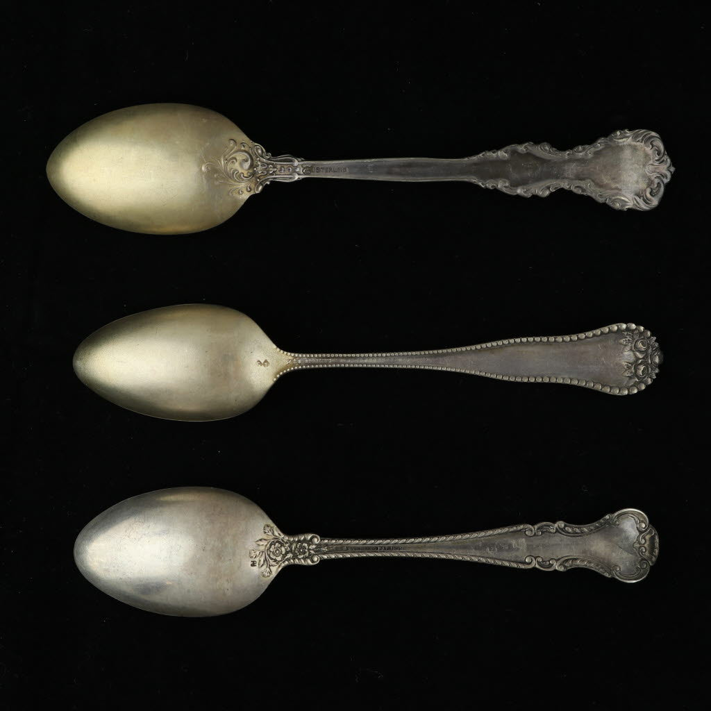 Black Vintage Minnesota Souvenir Spoons Sterling Silver Floral Gorham Demitasse Spoons