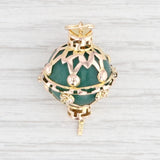 Ornate Lantern Charm Fob 10k Yellow Gold Green Aventurine Bead Pendant