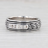 Light Gray New Diamond Men’s Ring Sterling Silver Size 9.75 Wedding Band Etched Pattern