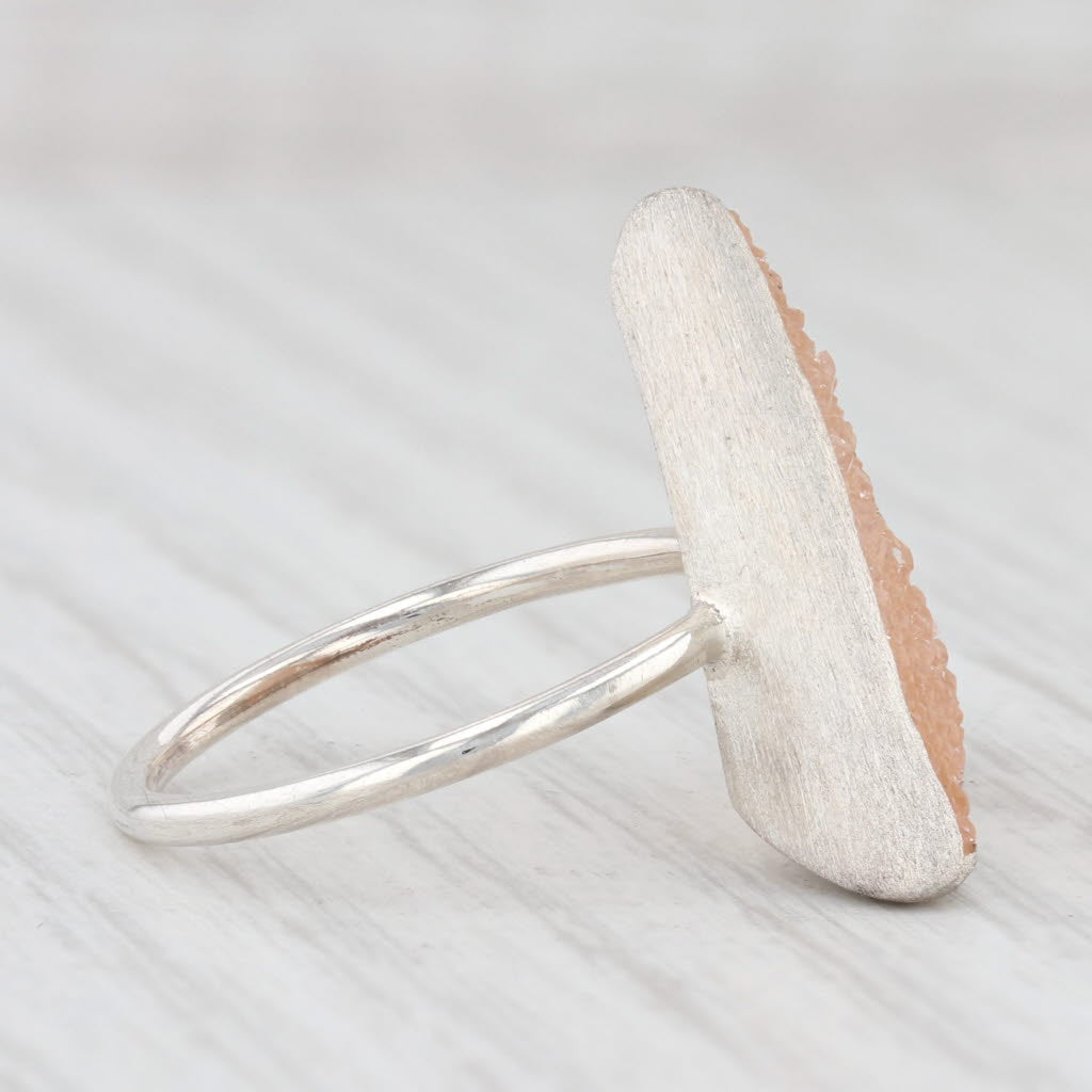 Light Gray New Nina Nguyen Bamboo Trio Sand Druzy Quartz Ring Sterling Silver Size 7.25