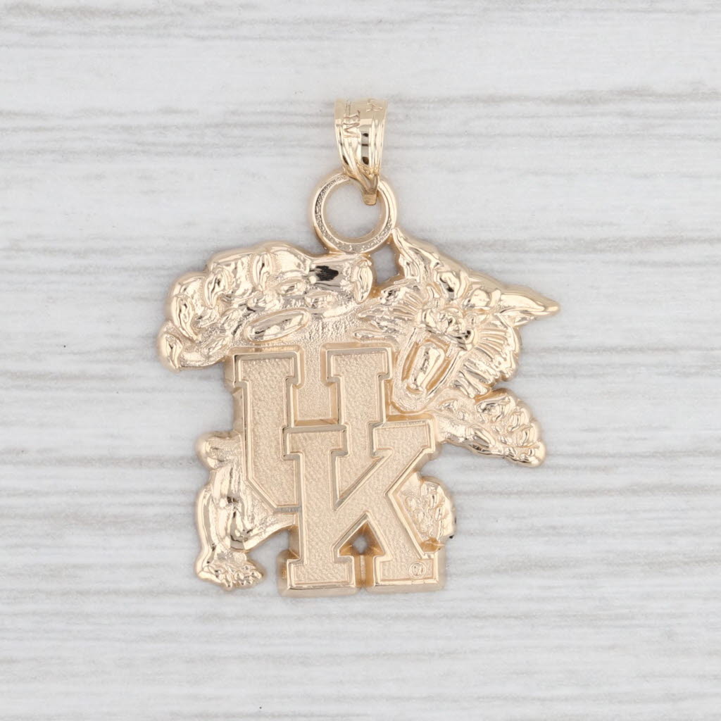 Light Gray University of Kentucky Wildcats Pendant 14k Yellow Gold School Mascot Souvenir