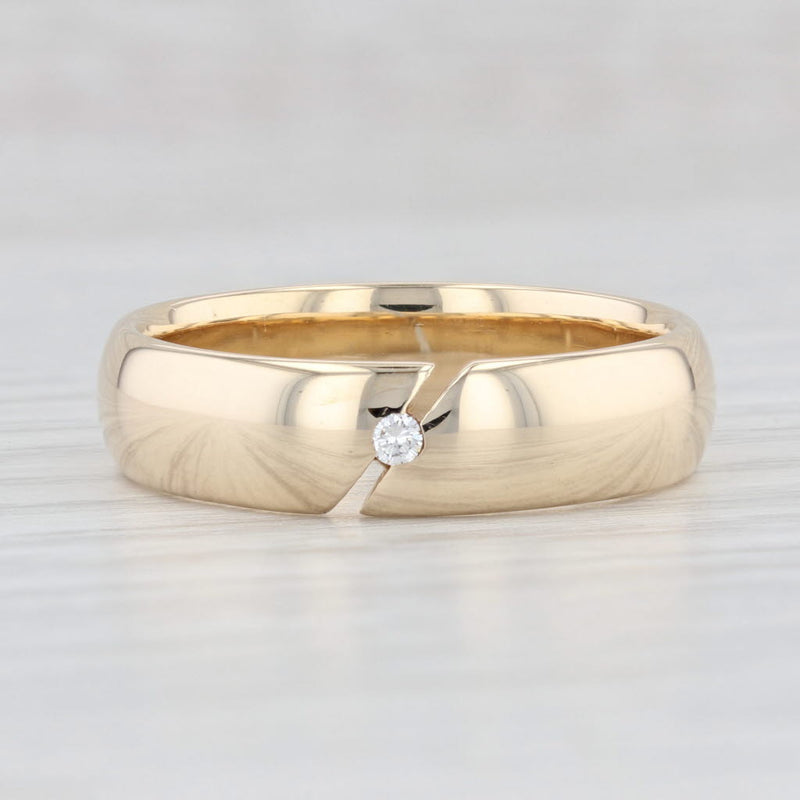 Light Gray Diamond Accented Men's Wedding Band 14k Yellow Gold Size 10 Ring