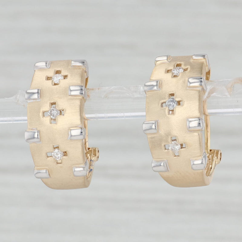 Light Gray 0.18ctw Diamond J-Hook Earrings 14k Yellow White Gold Omega Backs Pierced