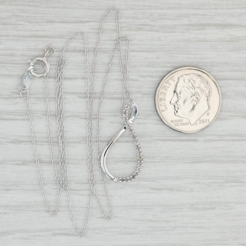 Light Gray Diamond Teardrop Pendant Necklace 10k White Gold 18" Rope Chain