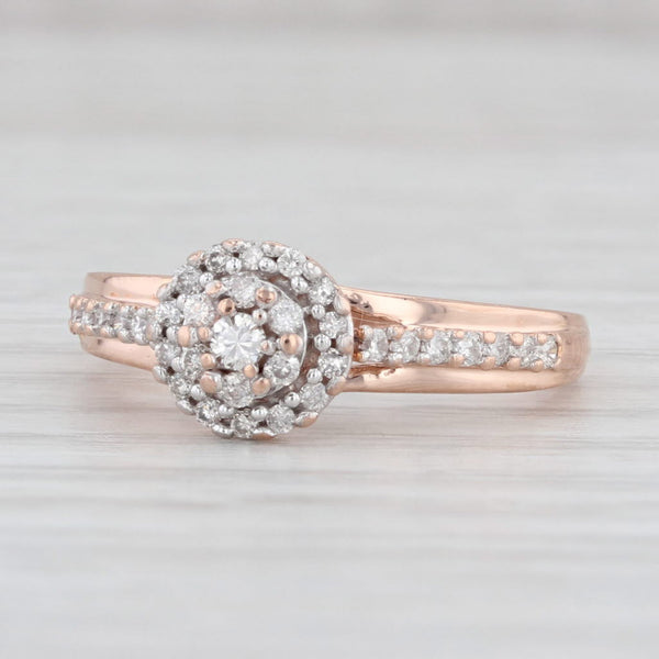 Light Gray 0.20ctw Round Diamond Halo Engagement Ring 10k Rose Gold Size 7