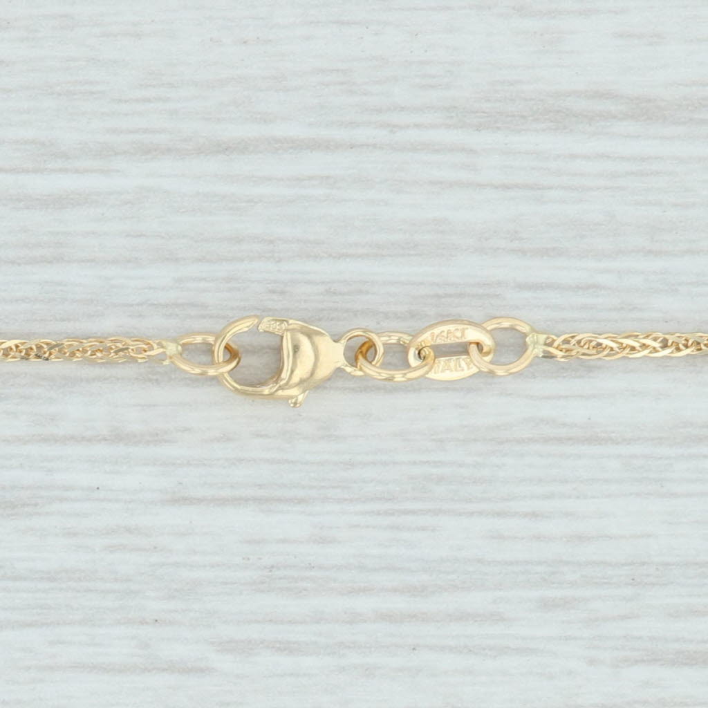 Light Gray New Square Wheat Chain Necklace 14k Yellow Gold 18" 0.7mm