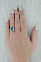 Dark Gray 4.23ctw London Blue Topaz Diamond Halo Ring 14k Yellow Gold Size 6.25