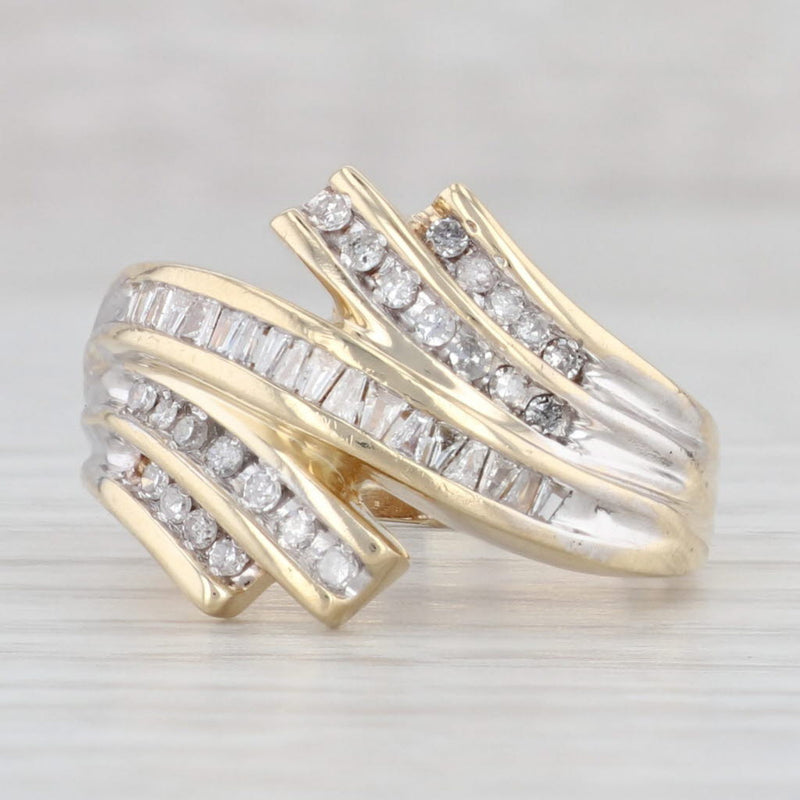 0.40ctw Scalloped Diamond Bypass Ring 10k Yellow Gold Size 8