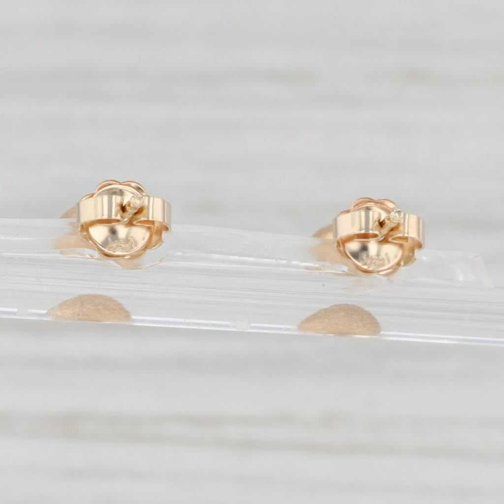 Light Gray Brushed Gold Bead Stud Earrings 14k Yellow Gold Pierced Studs