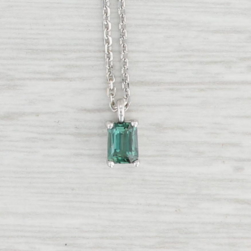 Light Gray New Custom 0.36ct Green Alexandrite Pendant Necklace 14k White Gold 16"