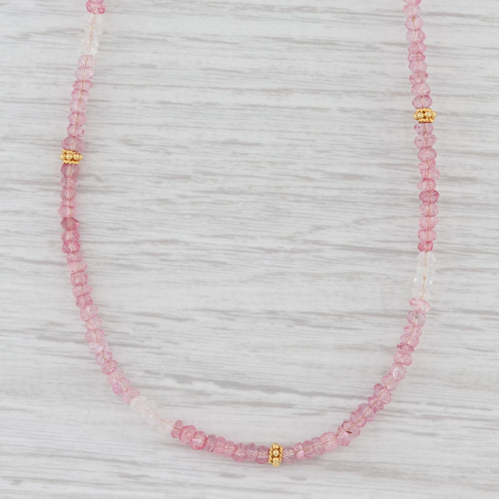 Light Gray New Nina Nguyen Long Harmony Pink Topaz Bead Necklace Sterling Gold Vermeil