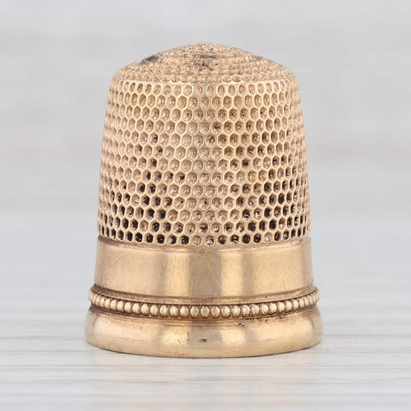 Light Gray Antique Size 10 Thimble 14k Yellow Gold Sewing Keepsake Collectible