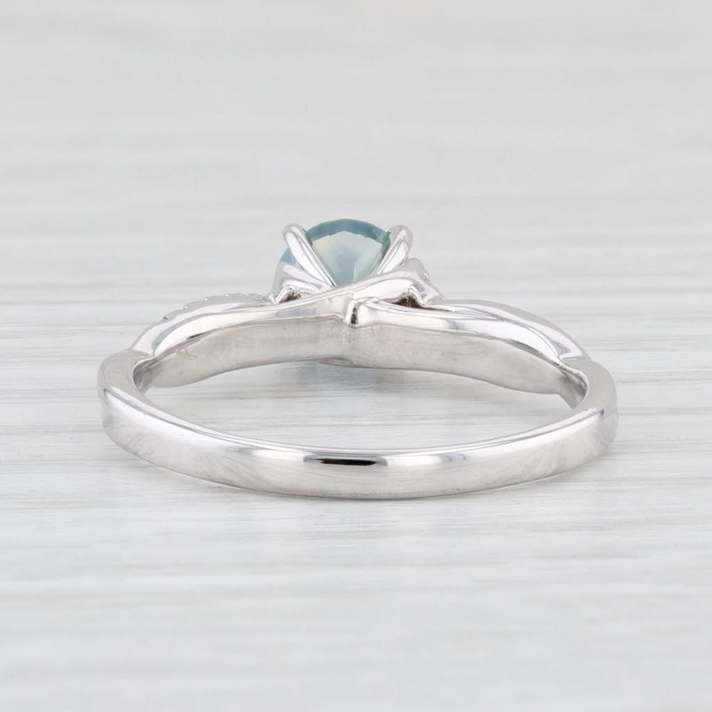 Light Gray 1.15ctw Teal Blue Sapphire Diamond Ring 14k White Gold Size 7.5 Engagement