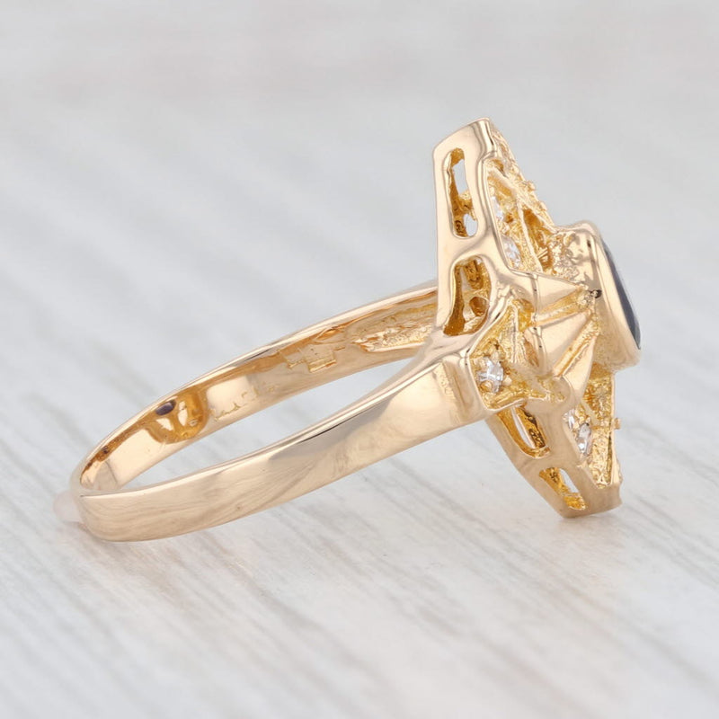 Light Gray 0.70ctw Lab Created Sapphire Diamond Halo Ring 18k Yellow Gold Size 6.75