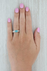 Blue Opal Doublet Diamond Ring 14k White Gold Oval Solitaire Size 7