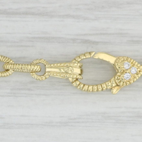 Light Gray Judith Ripka Diamond Heart Charm Cable Chain Necklace 18k Yellow Gold 16" 7.7mm