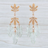 Light Gray Jamie Wolf Green Quartz Diamond Drop Earrings 18k Gold Pierced Ornate Dangle