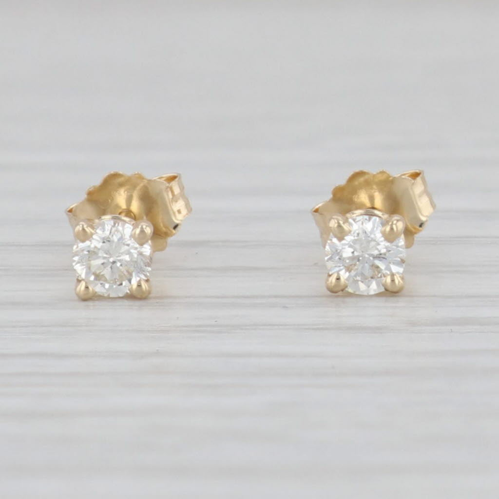 Light Gray New 0.32ctw Diamond Solitaire Stud Earrings 14k Yellow Gold April Birthstone