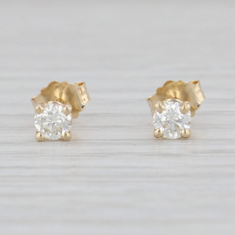 New 0.32ctw Diamond Solitaire Stud Earrings 14k Yellow Gold April Birthstone