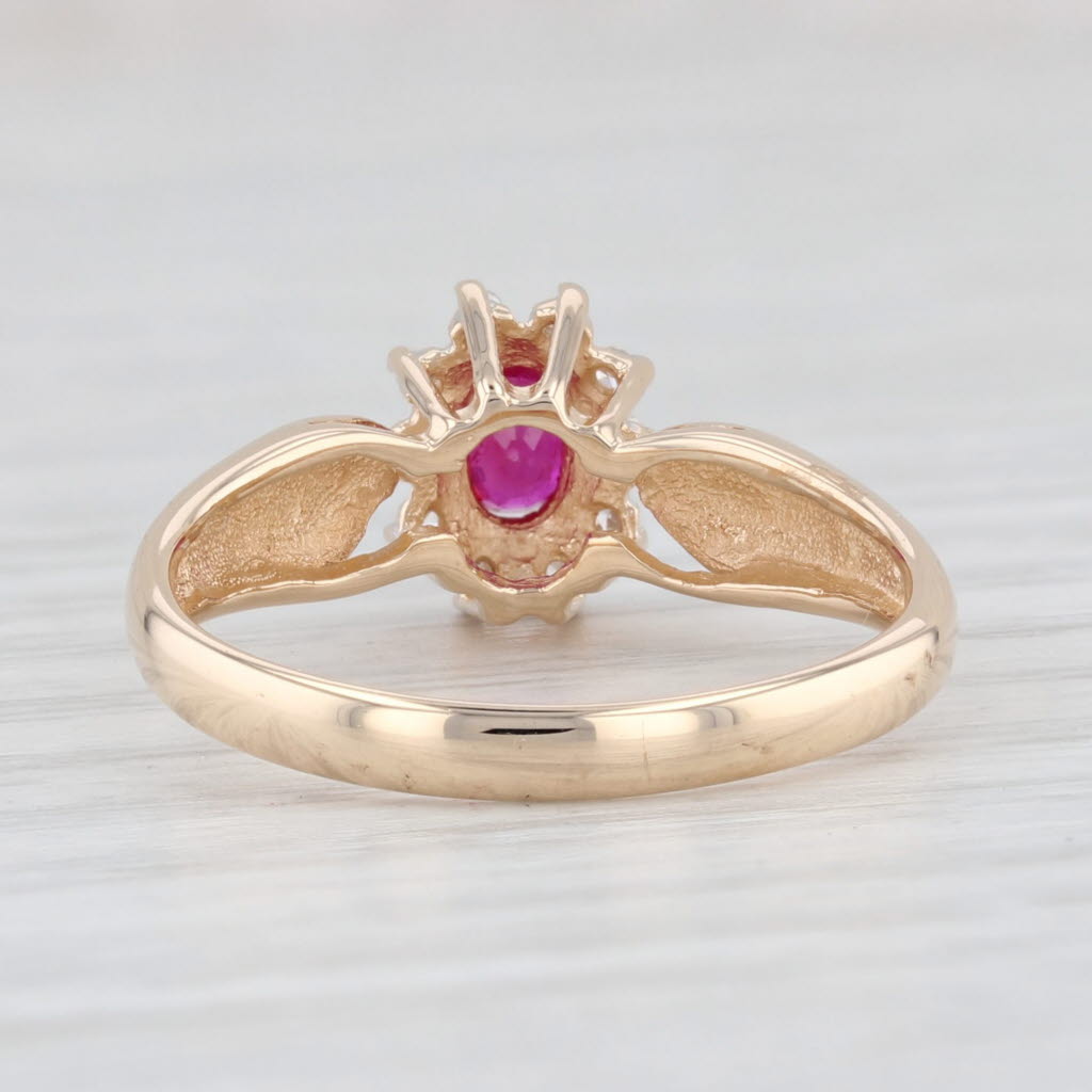 Light Gray 0.35ctw Oval Ruby Diamond Halo Ring 14k Yellow Gold Size 7