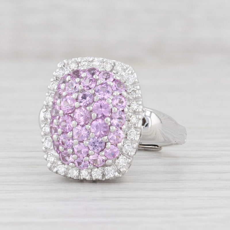 Light Gray 2.50ctw Pink Sapphire Diamond Halo Ring 14k White Gold Size 8 Arthritic Band