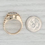 0.45ctw Diamond Cluster Ring 14k Yellow Gold Beveled Band Size 7.75