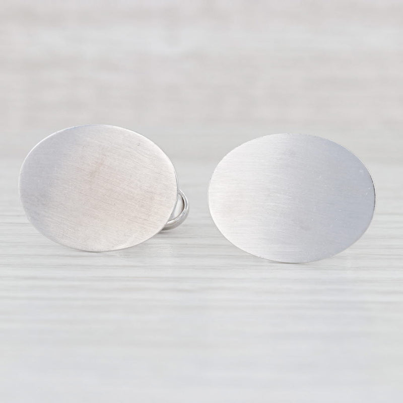 Engravable Oval Cufflinks 14k White Gold Folding Backs Suit Accessories