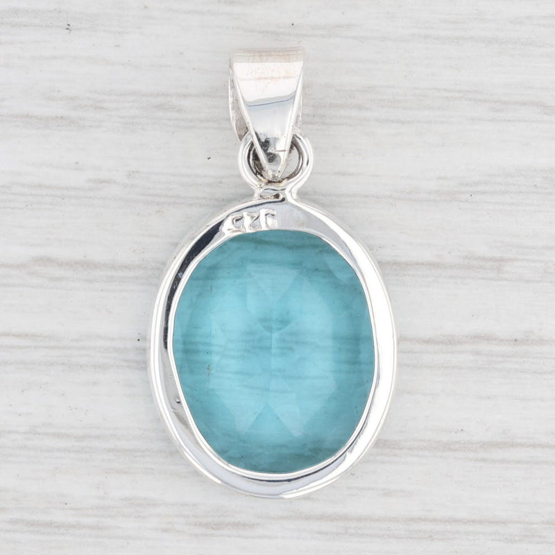 New Blue Glass Statement Pendant 925 Sterling Silver