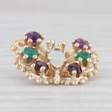 Gemstone Butterfly Pendant 14k Yellow Gold Opal Amethyst Chalcedony Garnet