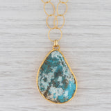 New Nina Nguyen Turquoise Pendant Necklace 20" Sterling 22k Gold Vermeil