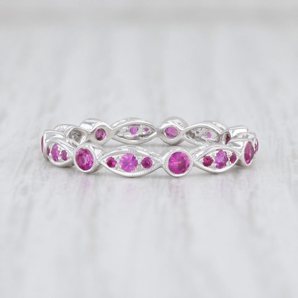 Light Gray New Beverley K .63ctw Ruby Eternity Ring 14k White Gold Size 5.75 Stackable Band