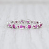 New Beverley K .63ctw Ruby Eternity Ring 14k White Gold Size 5.75 Stackable Band