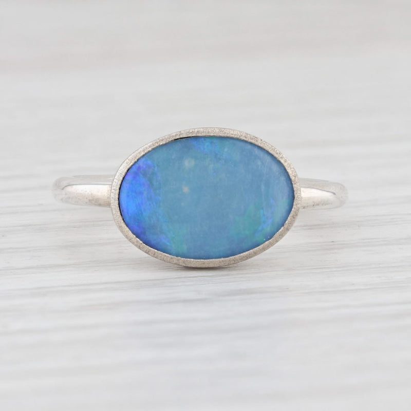 New Nina Nguyen Blue Opal Ring Sterling Silver Size 7 Oval Solitaire
