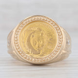 Light Gray 2003 20 Yuan 22k Panda Coin Ring 14k Yellow Gold Size 8.25 Diamond Accents