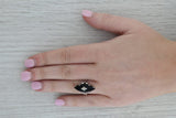 Dark Gray Vintage Onyx Diamond Ring 10k White Gold Signet Size 5.5