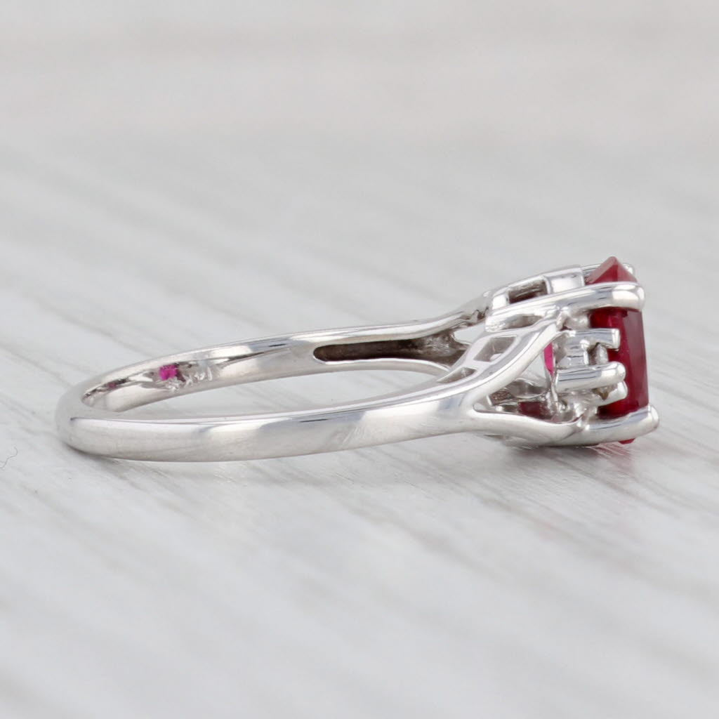 Light Gray 1.66ctw Oval Lab Created Ruby Diamond Ring 14k White Gold Size 6.75