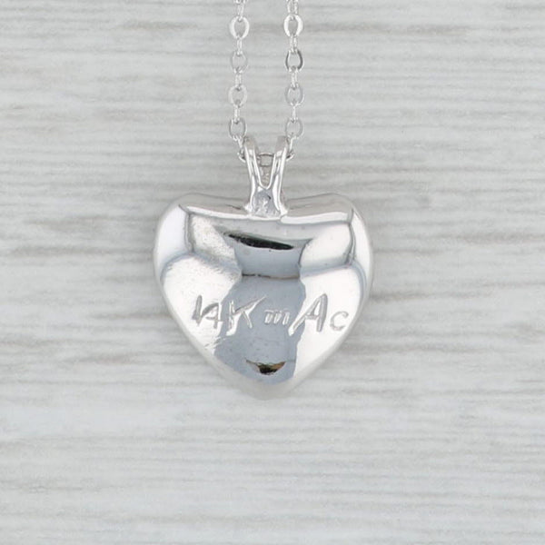 Light Gray Diamond Pendulum Heart Pendant Necklace 14k White Gold 14.5” Cable Chain