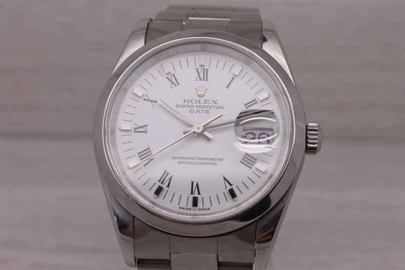 Slate Gray c.2000 Rolex Oyster Perpetual Date ref.15200 34mm Steel Automatic Watch Roman