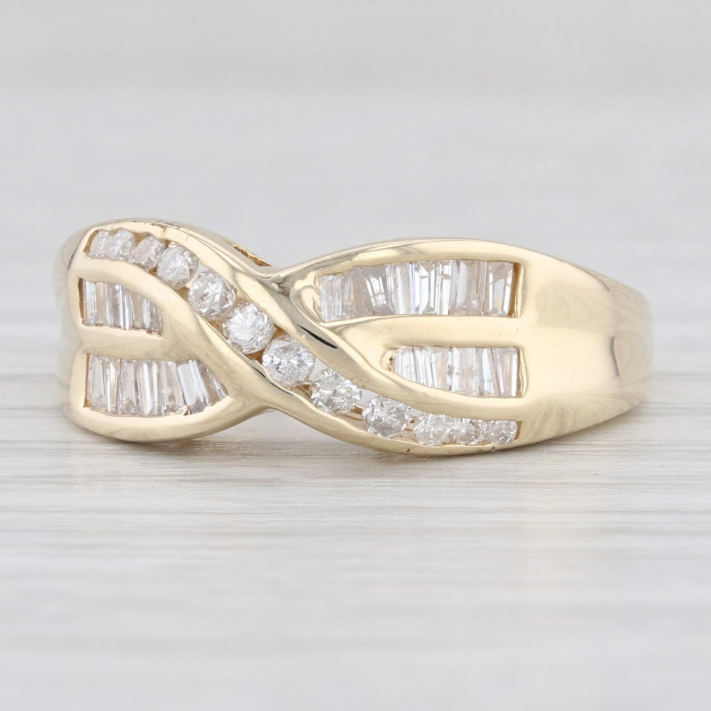 Light Gray 0.60ctw Diamond Bypass Ring 14k Yellow Gold Size 9