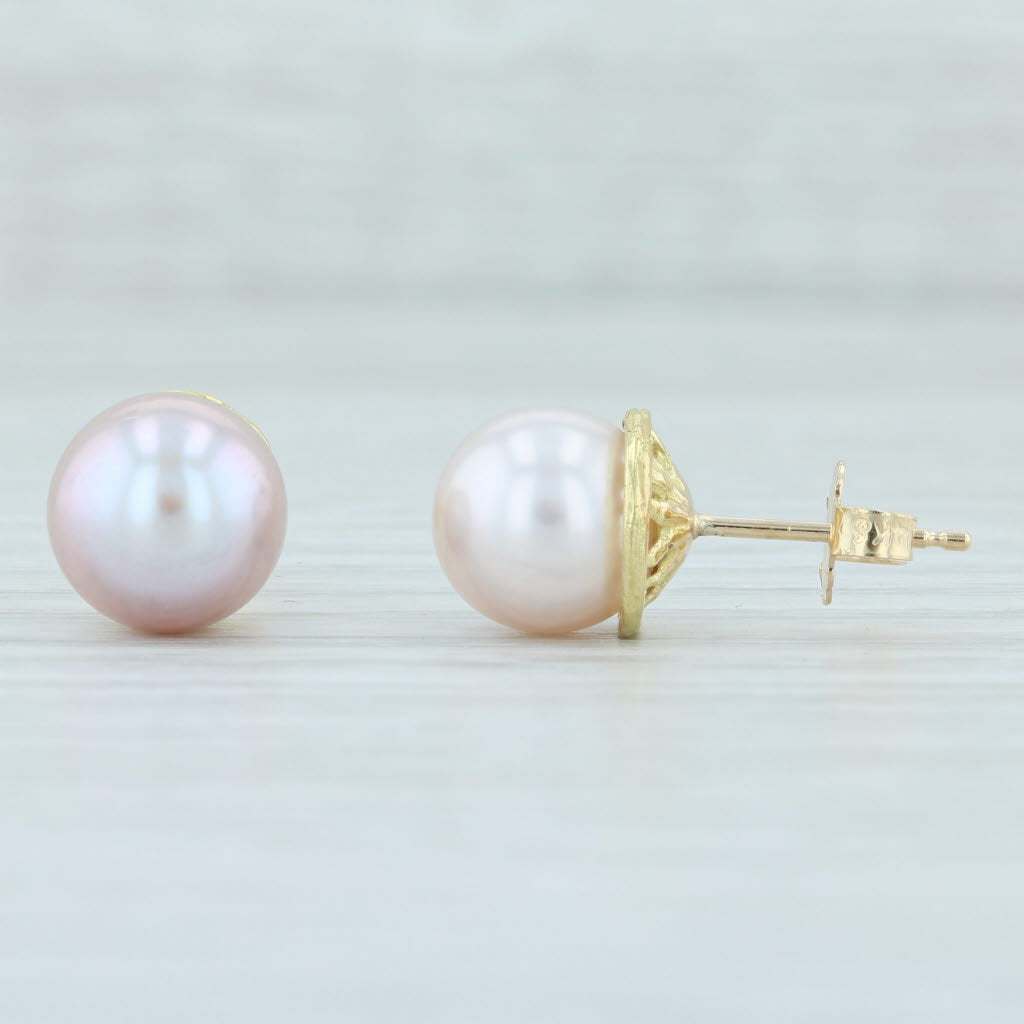 Light Gray Pink Cultured Pearl Stud Earrings 14k Yellow Gold Pierced Nordstrom