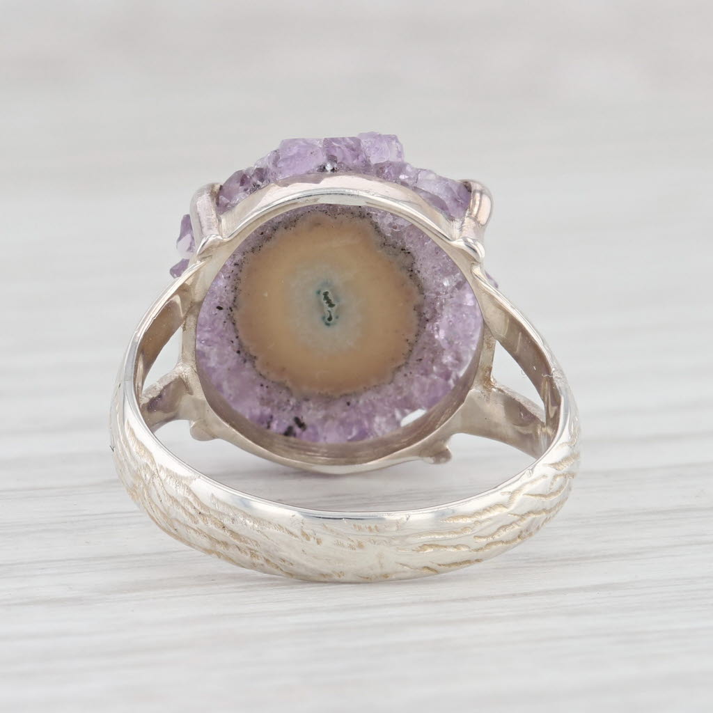 Light Gray New Nina Nguyen Amethyst Geode Ring Sterling Silver Size 7.5 Statement