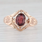 Light Gray Victorian 0.70ct Oval Garnet Solitaire Ring 10k Rose Gold January Birthstone