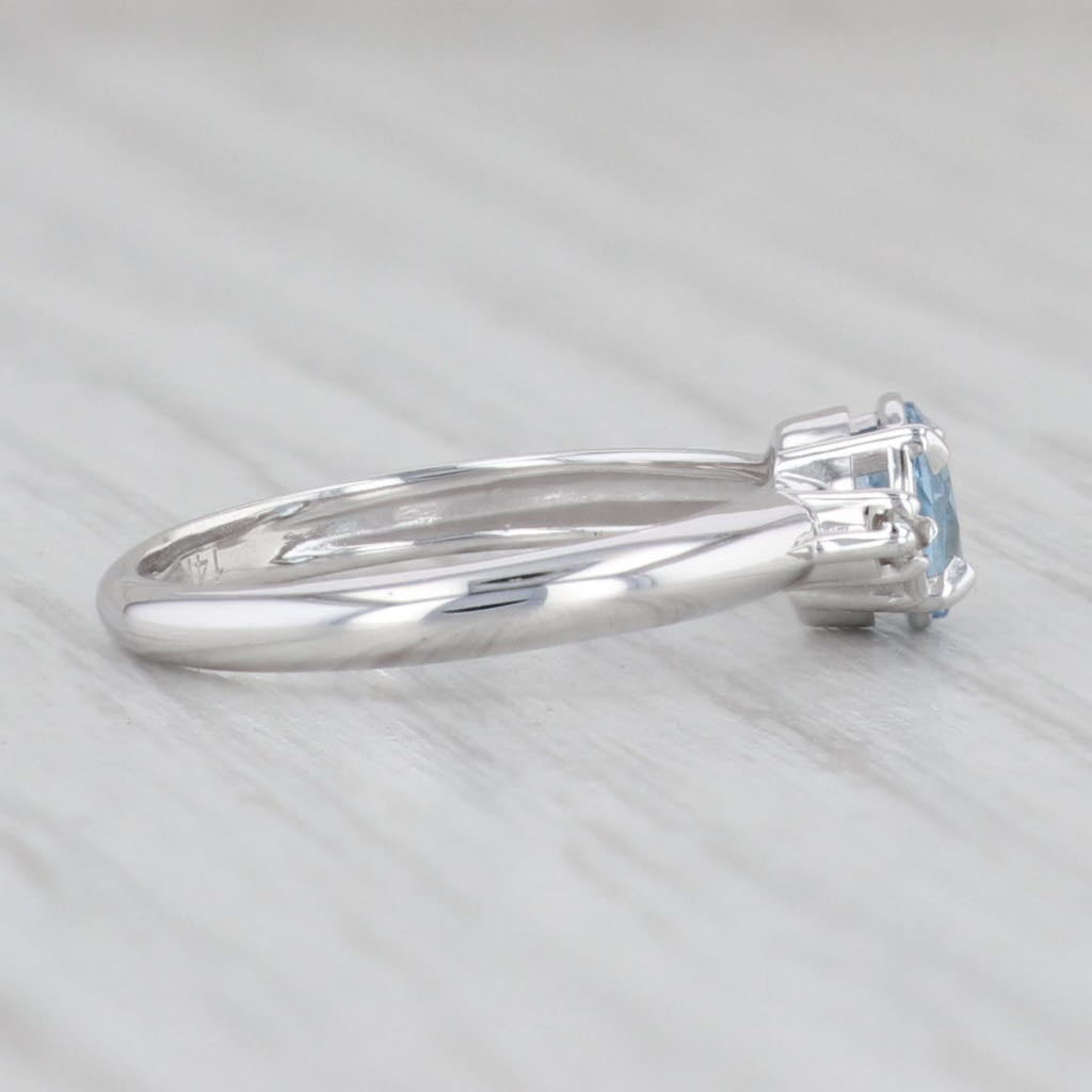 Light Gray 0.63ctw Round Blue Topaz Diamond Ring 14k White Gold Size 3.5 Engagement