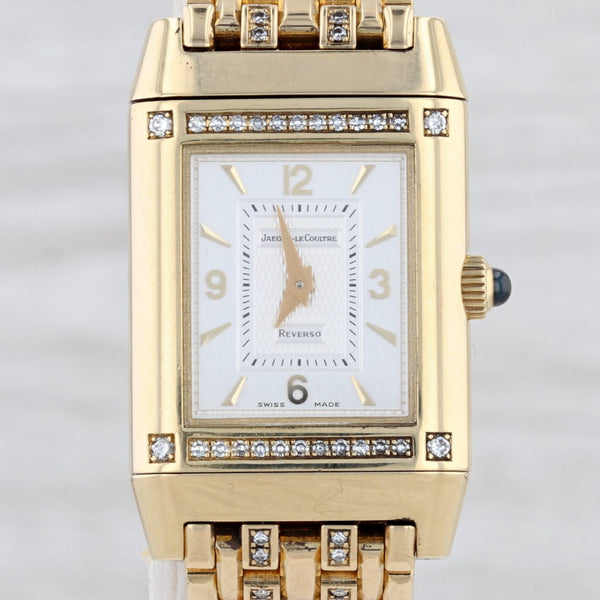 Light Gray Jaeger-LeCoultre Reverso Diamond Ladies Watch Bracelet 18k Yellow Gold 265.1.86