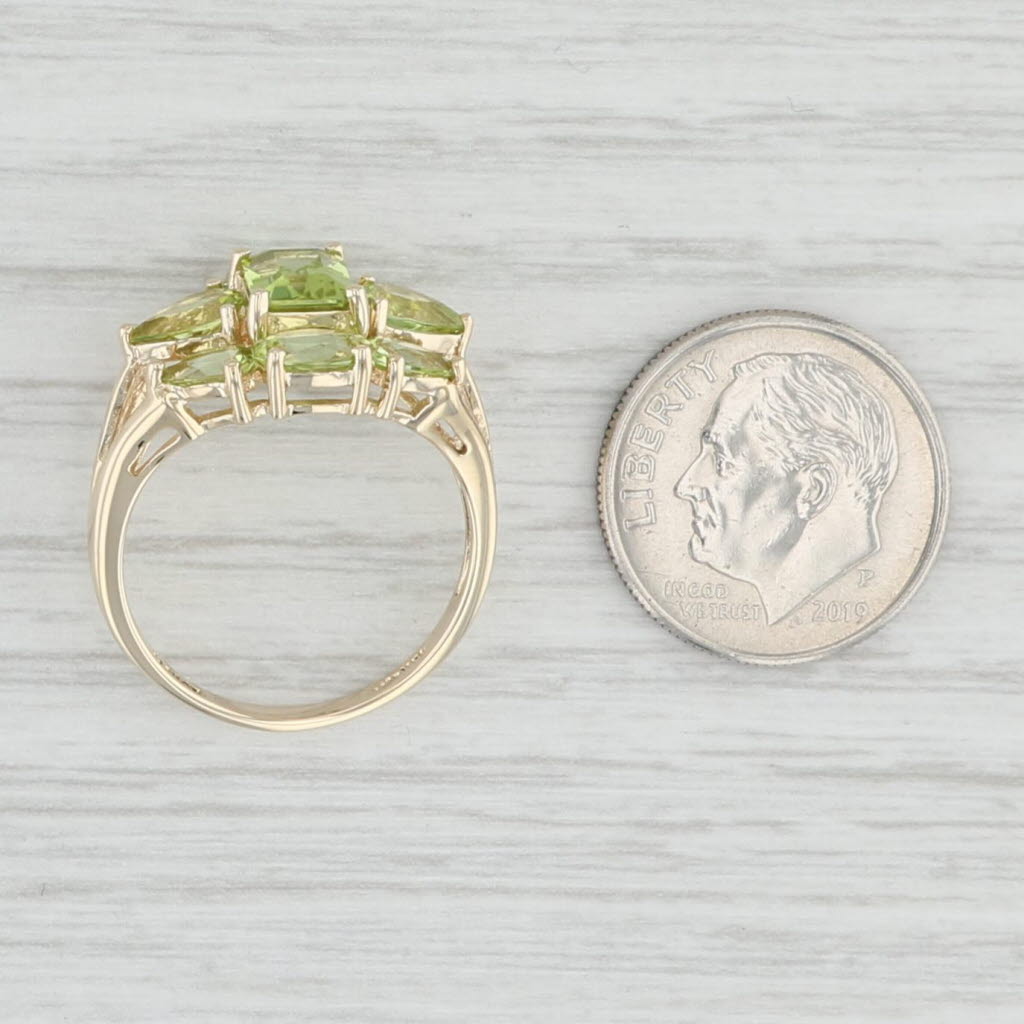 Light Gray 4ctw Peridot Cocktail Ring 14k Yellow Gold Size 7 August Birthstone