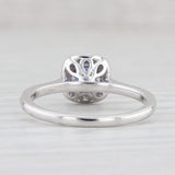 New 0.95ctw Blue Sapphire Diamond Halo Ring 14k White Gold Engagement Size 6.75